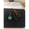 Image 1 : GREEN JADE HEART PENDANT W/ CHAIN NECKLACE
