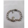 Image 1 : VINTAGE STERLING SILVER LINKS BRACELET W/ 2 CHARMS