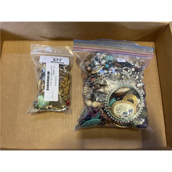 2 BAGS OF JEWELRY AND PARTS