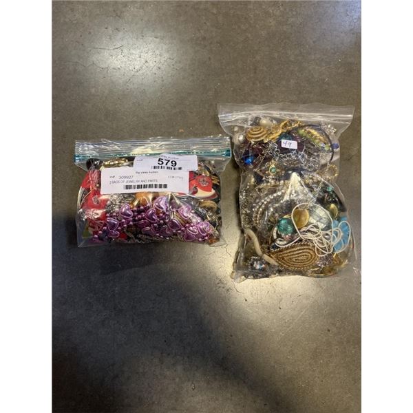 2 BAGS OF JEWELRY AND PARTS