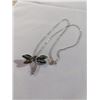 Image 1 : SILVER TONE W/ ABELONE DRAGON FLY PENDANT NECKLACE