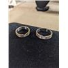 Image 1 : PAIR OF GOLD LINED W/ CZ STONES TITANIUM RINGS SIZE 8 AND 10