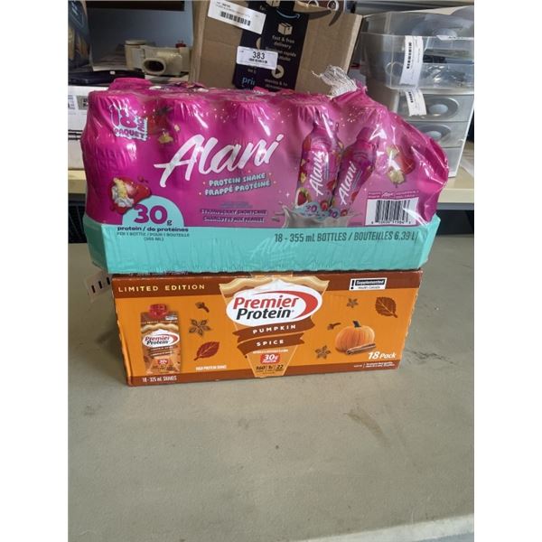 CASE OF PREMIER PROTEIN PUMPKIN SPICE PROTEIN SHAKES. EXP JUL 14 2026 AND PARTIAL CASE OF ALANI PROT