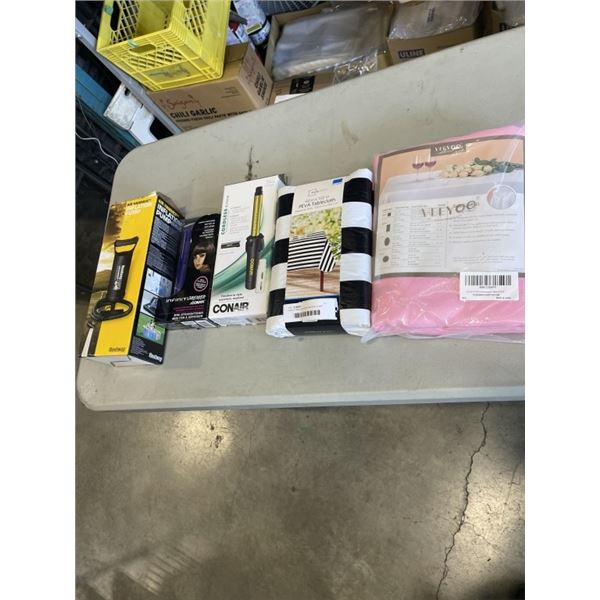 2 NEW TABLE CLOTHES AND BIKE PUMP AND HOT TOOLS