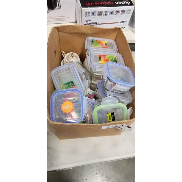 VINTAGE TEA SET AND APPROX 14 STORAGE CONTAINERS