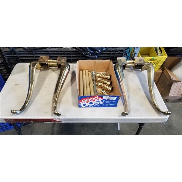 SOLID BRASS LEGS TABLE SET. NO TOP
