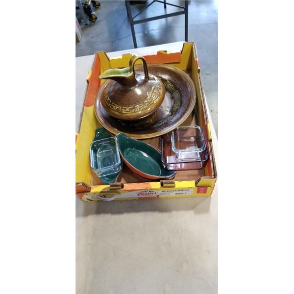 JUG AND BOWL SET AND BAKING DISHES