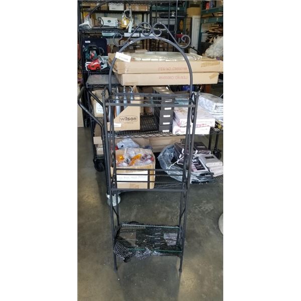 3 TIER METAL DISPLAY WITH GLASS SHELVES