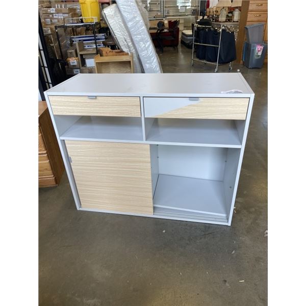 WHITE AND WOOD LOOK SERVING CABINET