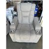 Image 1 : GREY/BEIGE  FABRIC ELECTRIC RECLINER W/ 2 CUPHOLDERS