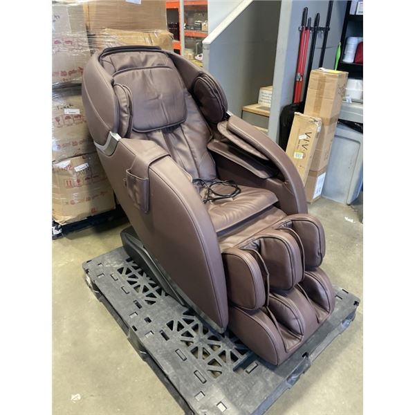 INSIGNIA BROWN MASSAGE CHAIR, NO CONTROLLER, TESTED WORKING OTHERWISE, CONTROLLER REQUIRED TO OPERAT