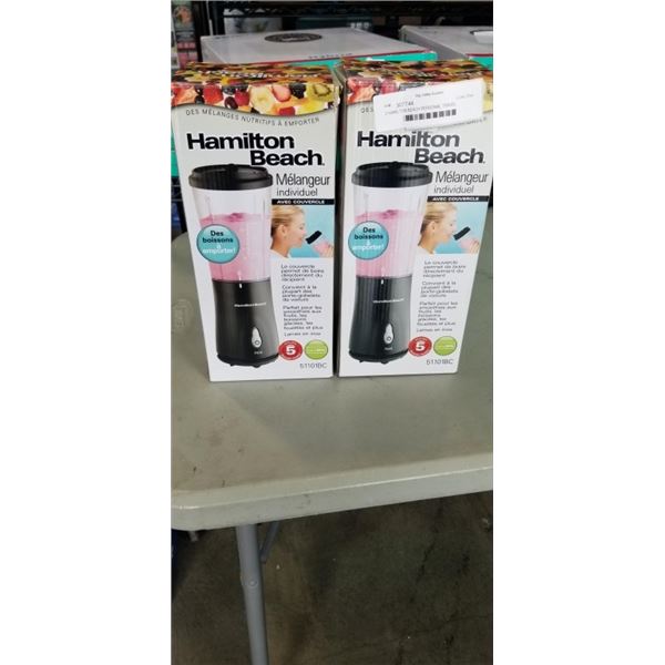 2 HAMILTON BEACH PERSONAL TRAVEL BLENDERS - TESTED WORKING