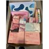 Image 1 : TRAY OF ASSORTED BEAUTY ITEMS INCUDING MOISTURIZING  MASK, STICKY BRA ,BOOB TAPE AND LASH KIT ETC
