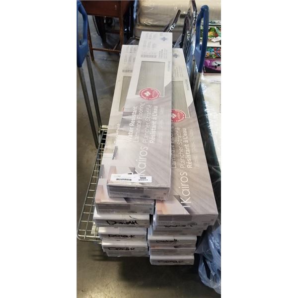 13 BOXES GREY LAMINATE FLOORING - MOONSTONE , 6 PLANKS PER BOX, 15 SQ/FT PER BOX, 195 SQ/FT TOTAL