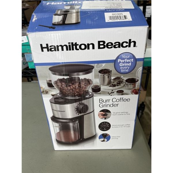 HAMILTON BEACH BURR COFFEE GRINDER - TESTED WORKING