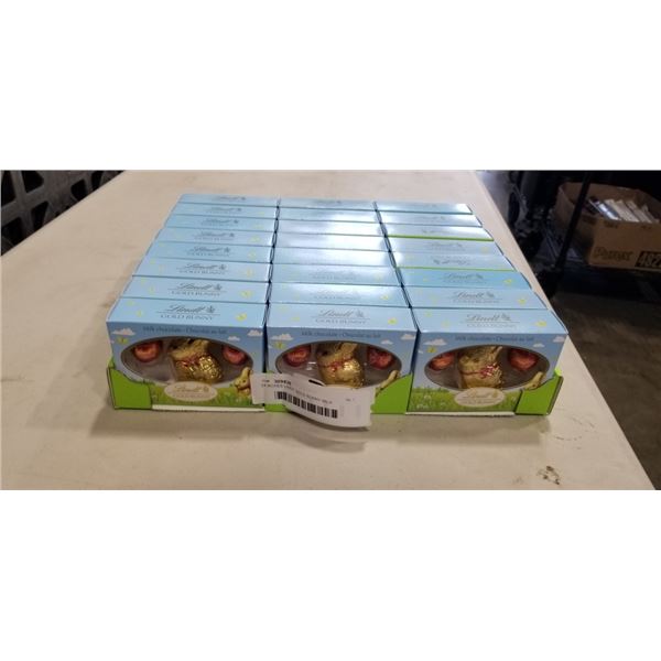 24 BOXES LINDT GOLD BUNNY MILK CHOCOLATES. 26G EACH. EXP 31/08/2026