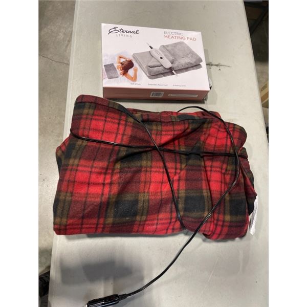 NEW ETERNAL LIVING HEATING PAD, AND AS NEW  ELECTRIC CAR BLANKET