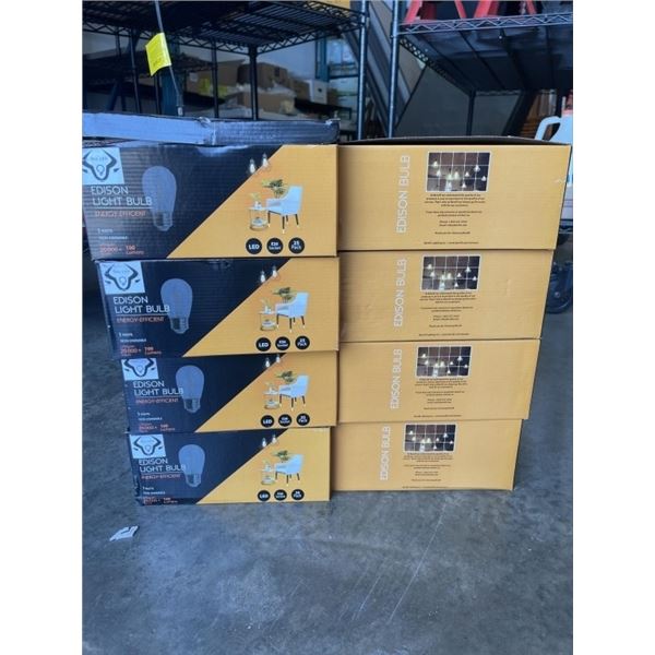 8 CASES EDISON LED 526 SOCKET LIGHTBULBS. 25 PER CASE