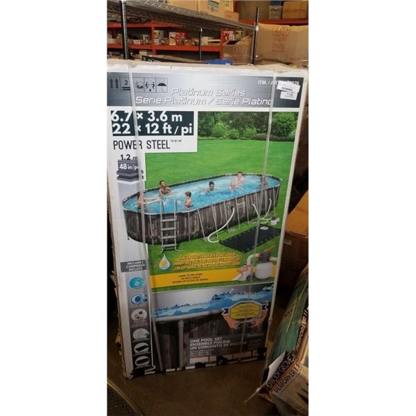 NEW BESTWAY 22' X 12' PLATINUM SERIES POOL WITH SAND FILTER PUMP AND SOLAR HEATER INCLUDED