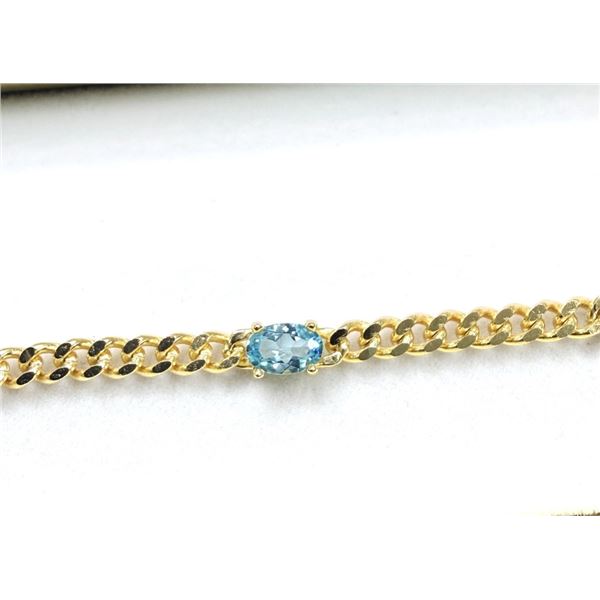 GOLD PLATED STERLING SILVER NATURAL BLUE TOPAZ BRACELET, RETAIL $500.00. BLUE TOPAZ IS THE BIRTHSTON