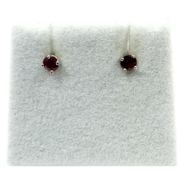 STERLING SILVER NATURAL ENHANCED RUBY EARRINGS, RETAIL $400.00. RUBY IS THE BIRTHSTONE FOR JULY.