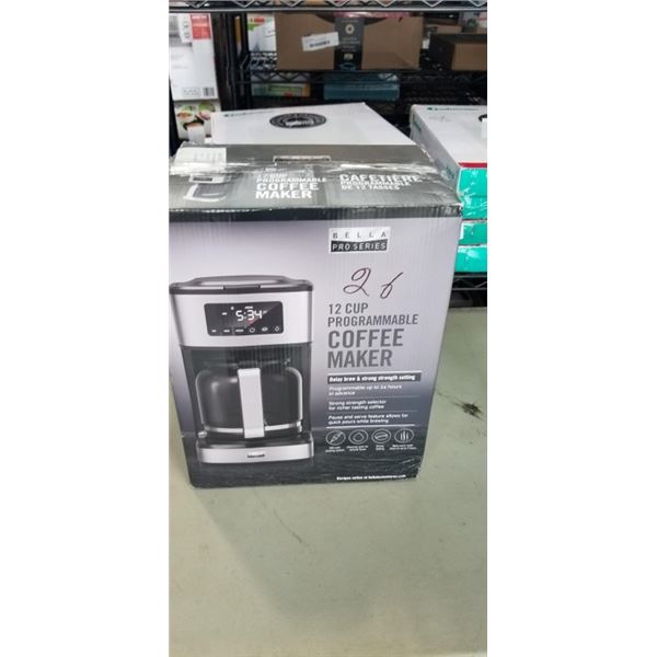 BELLA PRO PROGRAMMABLE DRIP 12-CUP COFFEE MAKER - TESTED WORKING, RETAIL $99