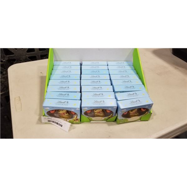 24 BOXES LINDT GOLD BUNNY MILK CHOCOLATES. 26G EACH. EXP 31/08/2026