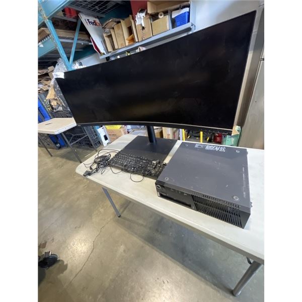 THINKCENTER COMPUTER W/ CURVERD MONITOR AND ACCESSORIES - WORKING