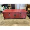 Image 1 : RED WOODEN ENTERTAINMENT CENTER TABLE