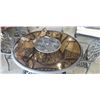 Image 2 : LAZY SUSAN LARGE PATIO TABLE WITH GLASS TOP,  AND 4 METAL PATIO CHAIRS