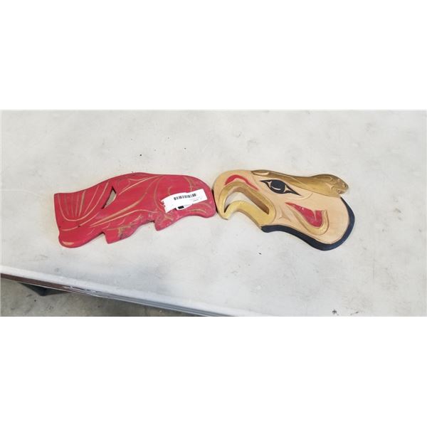 2 CARVED MASKS