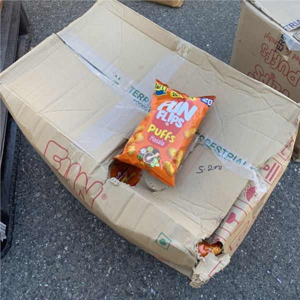 BOX OF FUN FLIPS CORN PUFFS MASALA FLAVOR 60 BAGS BB SEPT 2026
