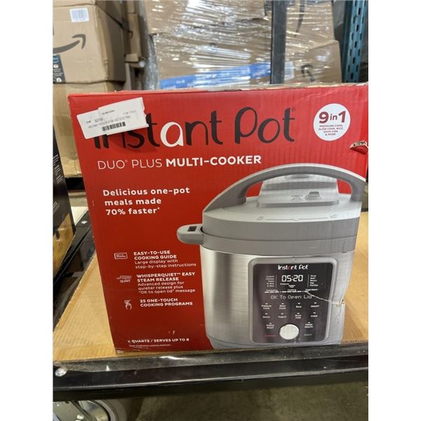 INSTANT POT DUO PLUS 9-IN-1 6QT ELECTRIC PRESSURE COOKER - TESTED WORKING, RETAIL $199