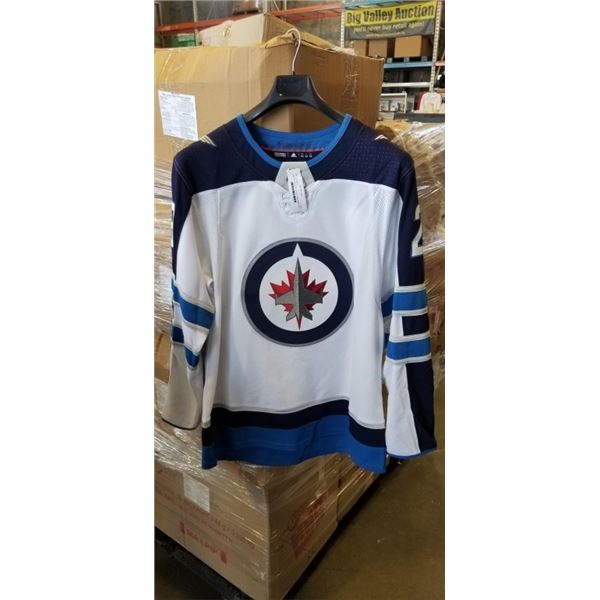 NEW PRO AUTHENTIC ADIDAS LAINE WINNEPEG JETS JERSEY W/ FIGHT STRAP, RETAIL $250 - SIZE 52