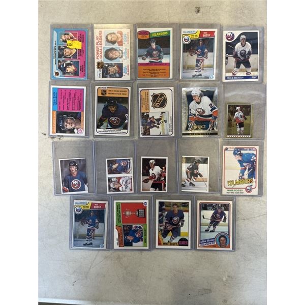 LOT OF MIKE BOSSY HOCKEY CARDS AND STICKERS