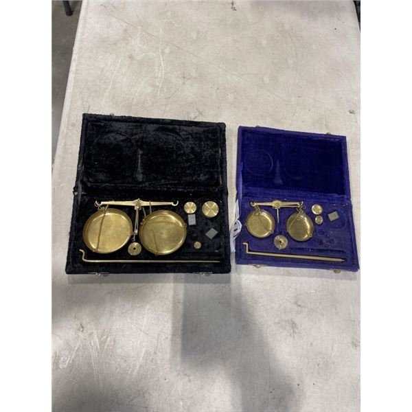 2 INCOMPLETE ANTIQUE GOLD SCALES SETS