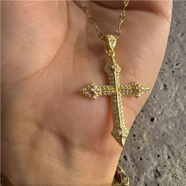 Gold finish Cross necklace 18 carat