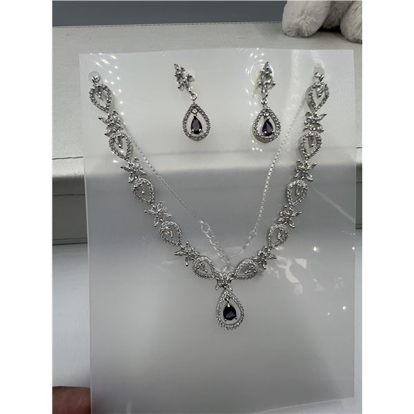 Brand New American Diamond Necklace With Earrings.