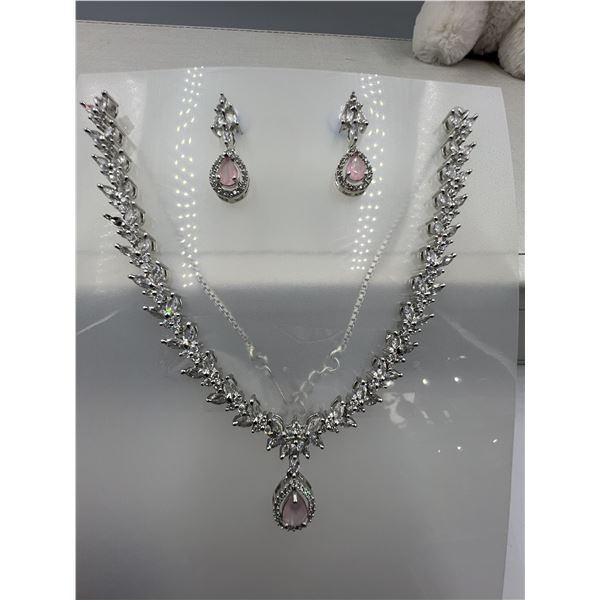 rand New American Diamond Necklace With Earrings.