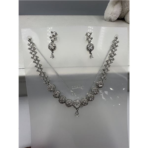 Brand New American Diamond Necklace With Earrings.