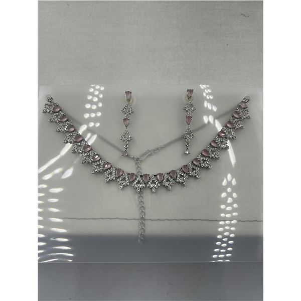 Brand New American Diamond Necklace With Earrings.