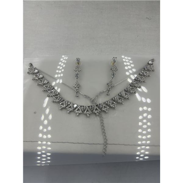 Brand New American Diamond Necklace With Earrings.