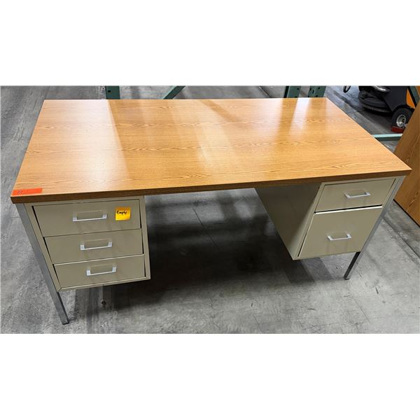 Metal 5-Drawer Desk w/ Wooden Top 60" x 30" x 30"H