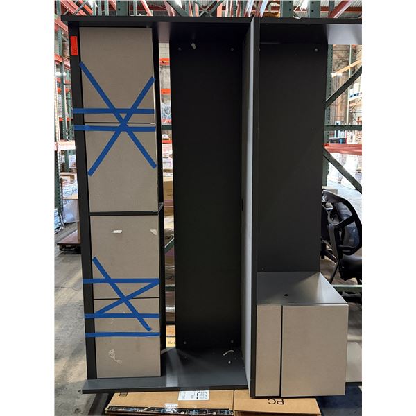 Black Desk w/ Upper & Lower Cabinets 72" x 20" x 54"H
