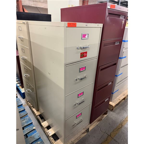 Qty 3 Vertical 4-Drawer Filing Cabinets, Misc Sizes