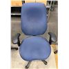 Image 1 : Blue Office Armchair w/ Upholstered Seat & Back on Wheels