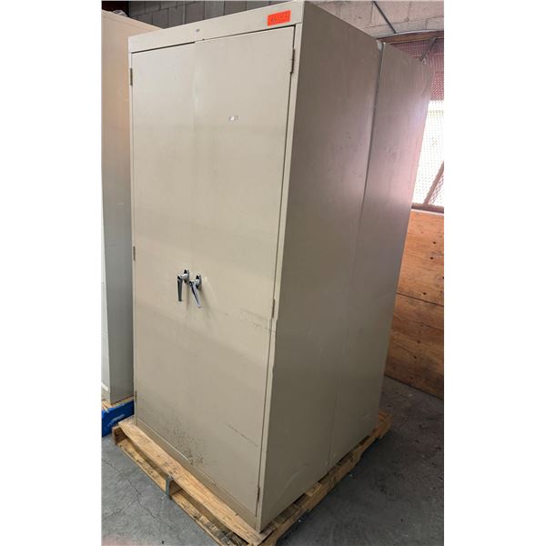 Qty 2 Metal 2-Door Storage Cabinets w/ Inside Shelving 36" x 72"H
