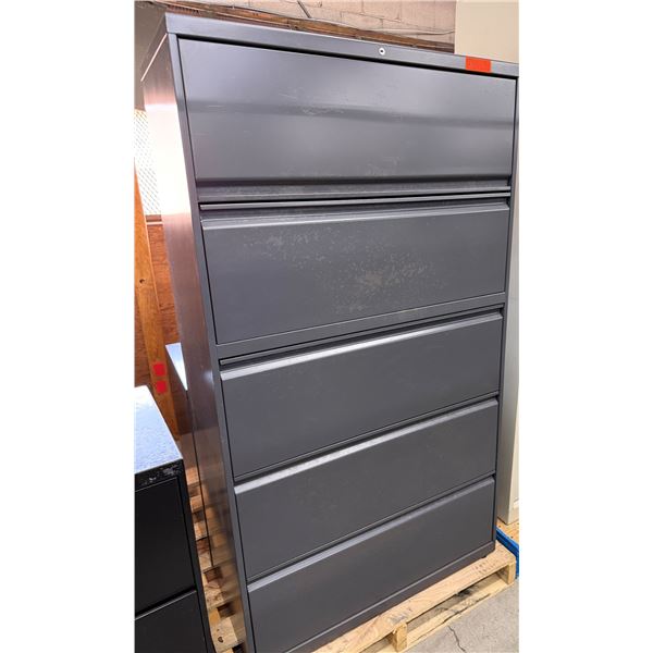 Qty 2 Filing Cabinets & Wooden Shelf, Misc Sizes
