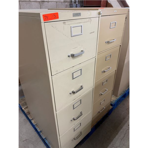 Qty 3 Vertical Filing Cabinets, Misc Sizes