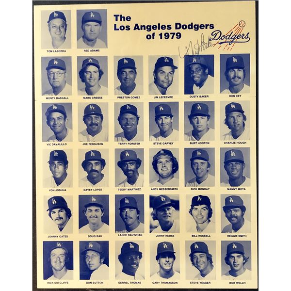 1979 LOS ANGELES DODGERS ROSTER / SCHEDULE - SIGNED BY DUSTY BAKER